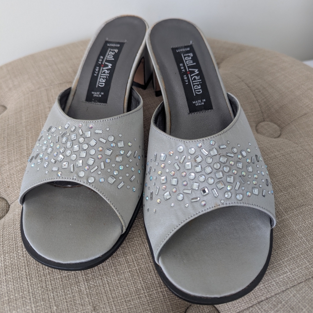 Paul Melian silver/gray evening shoes with embellishments - size 7.5